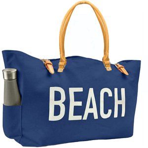KEHO "Beach Vibes" Large Beach Bag/Tote (Navy Blue)